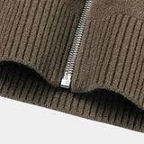 Jean-Claude | Gilet zippé vert olive à torsades