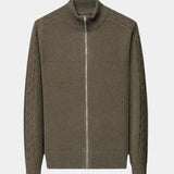 Jean-Claude | Gilet zippé vert olive à torsades