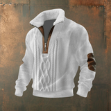 Gilles | Pull en maille gris et blanc col camionneur