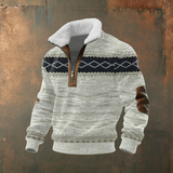 Gilles | Pull en maille gris et blanc col camionneur