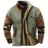 Laurent | Veste polaire beige à manches motifs
