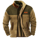 Laurent | Veste polaire beige à manches motifs