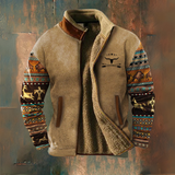 Laurent | Veste polaire beige à manches motifs