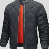 Régis | Blouson bombers matelassé noir doublure orange