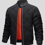 Régis | Blouson bombers matelassé noir doublure orange