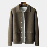 Jean-Luc | Gilet en maille camel boutonné col chemise