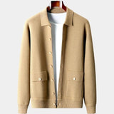 Jean-Luc | Gilet en maille camel boutonné col chemise