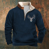 Didier | Sweat vert olive motif cerf