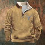 Didier | Sweat vert olive motif cerf