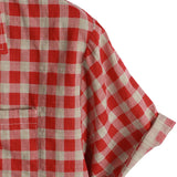 Chemise Homme à Carreaux Rouges à Manches Courtes avec Poche