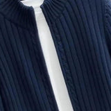 Jean-Pierre | Gilet zippé côtelé bleu marine