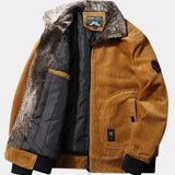 Bernard | Blouson en velours côtelé camel col sherpa