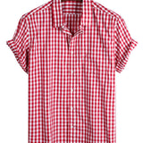 Chemise en Coton d'Été à Manches Courtes pour Hommes, Couleur Unie, avec Poche et Boutons