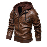 Veste en cuir avec capuche