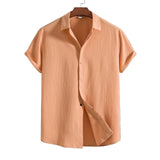 Chemise à manches courtes en coton et lin