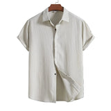 Chemise à manches courtes en coton et lin