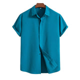 Chemise à manches courtes en coton et lin