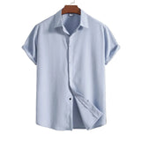 Chemise à manches courtes en coton et lin