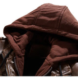Veste en cuir avec capuche