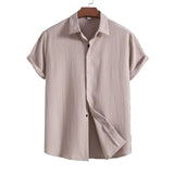 Chemise à manches courtes en coton et lin