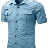 Chemise cargo à manches courtes en coton