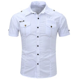 Chemise cargo à manches courtes en coton