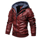 Veste en cuir avec capuche