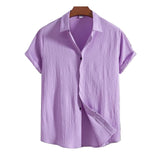 Chemise à manches courtes en coton et lin