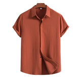 Chemise à manches courtes en coton et lin