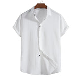 Chemise à manches courtes en coton et lin