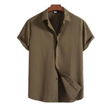 Chemise à manches courtes en coton et lin