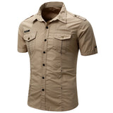 Chemise cargo à manches courtes en coton