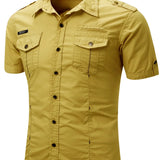 Chemise cargo à manches courtes en coton