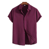Chemise à manches courtes en coton et lin
