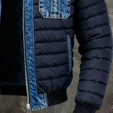 Veste matelassée hybride empiècements denim