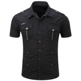 Chemise cargo à manches courtes en coton