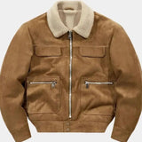 Marc | Blouson aviateur camel col sherpa