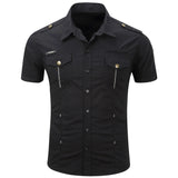 Chemise cargo à manches courtes en coton