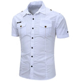 Chemise cargo à manches courtes en coton
