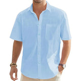 Chemise à Manches Courtes en Coton et Lin