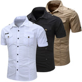 Chemise cargo à manches courtes en coton