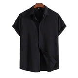 Chemise à manches courtes en coton et lin