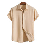 Chemise à manches courtes en coton et lin