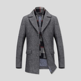 Arnaud | Gilet manteau en maille grise col écharpe