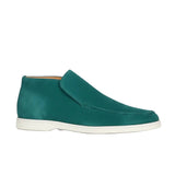 Mocassins en Suède pour Hommes – Style Slip-On Chukka, Semelle Plate – Bleu-Vert