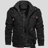Florent | Veste d'hiver noire à capuche doublée sherpa