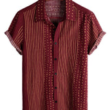 Chemise en Coton pour Homme à Manches Courtes Rayée