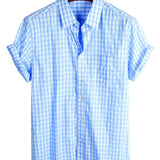 Chemise en Coton d'Été à Manches Courtes pour Hommes, Couleur Unie, avec Poche et Boutons