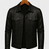 Émile | Veste trucker effet cuir cognac