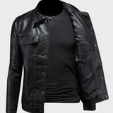 Émile | Veste trucker effet cuir cognac